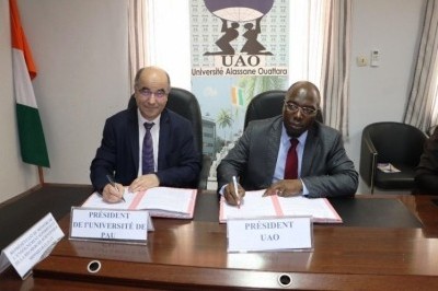 cérémonie de signature de la convention de partenariat entre l'Université Alassane Ouattara (UAO) et l'Université de Pau et des Pays de l'Adour France
